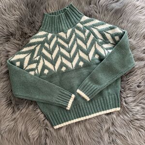 A New Day Green and White Cowl Neck Sweater, S
